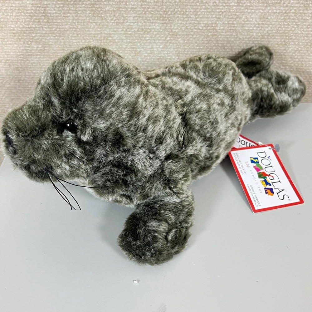 Douglas Cuddle‎ Toys Soft Plush Seal Stuffed Animal 10" Grey Speckled